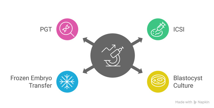 Modern IVF techniques like ICSI and assisted hatching