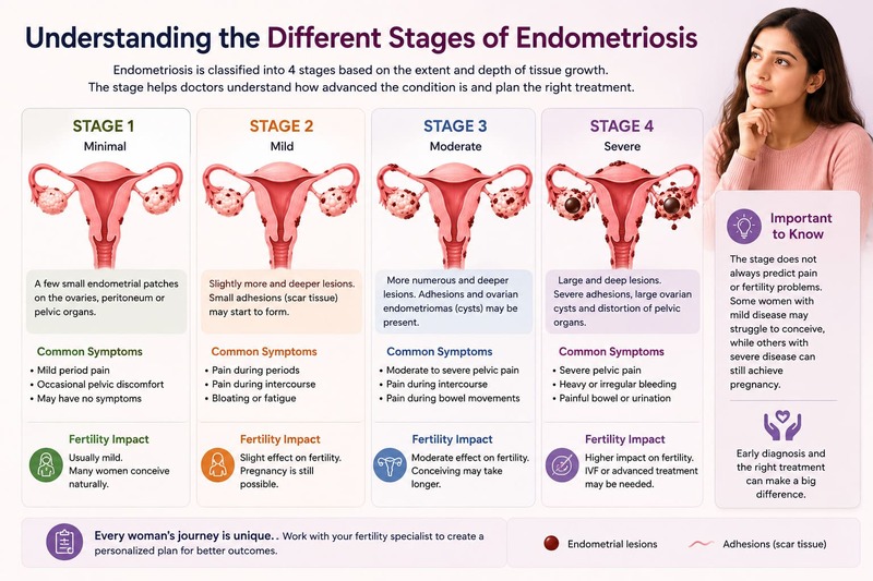 Different Stages of Endometriosis