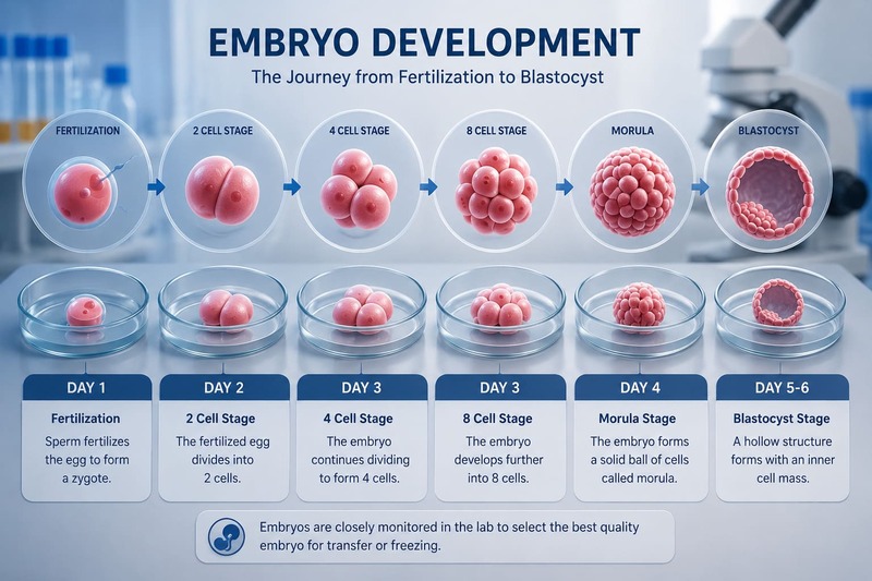 Infographics of embryo development stage wise